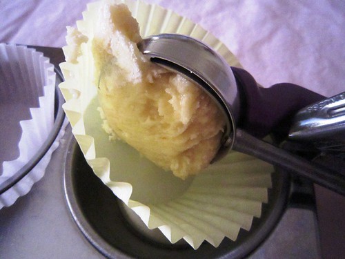 A scoop of cupcake dough
