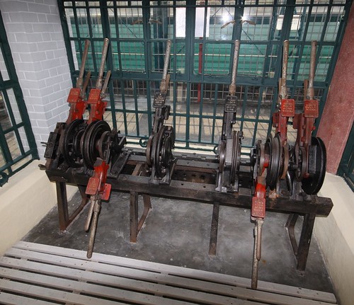 Double wire lever frame at the Hong Kong Railway Museum
