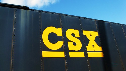 The CSX Transportation Company logo on a Hi Cube box car. Elmwood Park Illinois USA. Saturday, April 2nd, 2011. by Eddie from Chicago