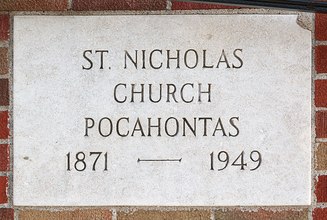 Saint Nicholas Roman Catholic Church, in Pocahontas, Illinois, USA - cornerstone