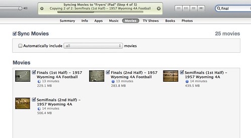 Syncing Movies to iTunes