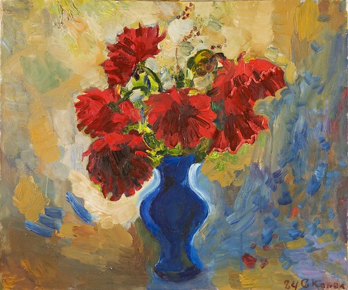 Цветы из дома (х/м  100х80) 1998г. by короленко