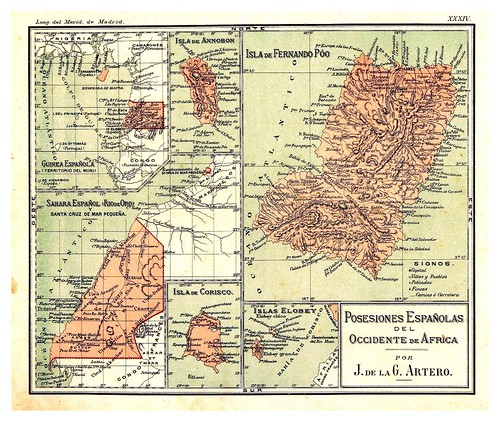 008-Posesiones españolas en el occidente de Africa-Atlas De Geografía- Astronómica, Física, Política Y Descriptiva 1908- Juan G. Artero