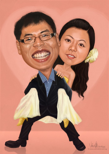 digital wedding couple caricatures