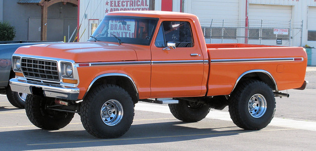 orange ford truck cherry shiny 4x4 sweet pickup f150 chrome 1978 madeinusa americanmade fourwheeldrive lifted showtruck halfton shortbed 400v8 eyellgeteven