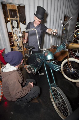 Justin and Jay inspect the chupacabra bike.