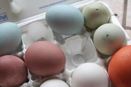 Natural Dyes and Undyed Green and White Eggs