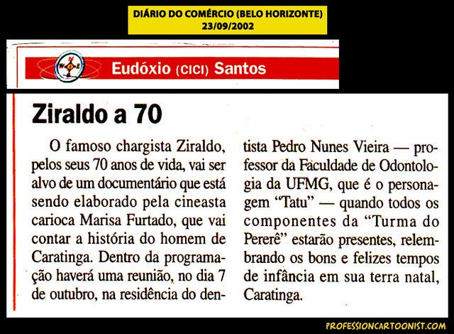 "Ziraldo a 70" - Diário do Comércio (BH) - 23/09/2002