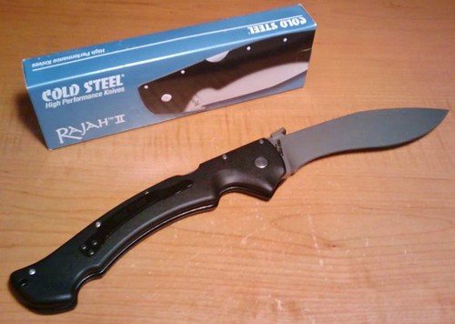 Cold Steel Rajah II Folder Knife 6" Kukri Style Blade with Grivory Handle