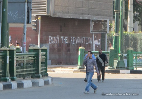 ."Enjoy the Revolution" street art in Tahrir Square