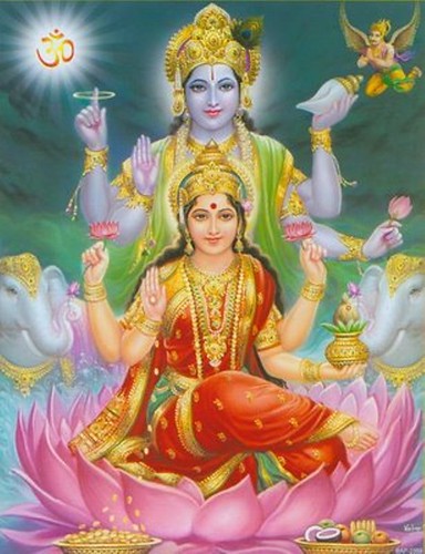 Sri Laxmi With God Vishnu Wallpaper