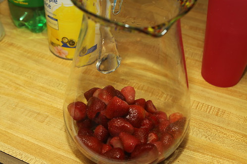 strawberries in the pitcher