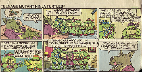 Teenage Mutant Ninja Turtles { newspaper strip } ..CHEEZ WIZ- ..art by Lawson :: 06161991