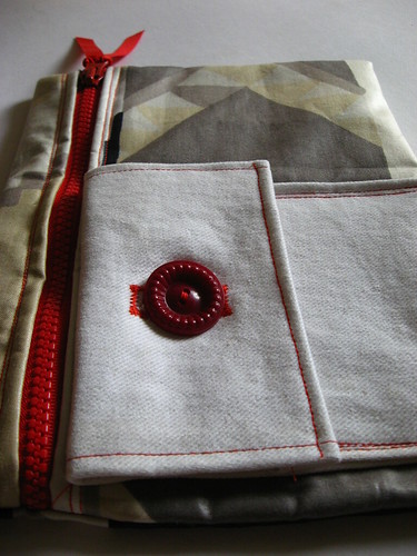 white denim front pocket with lovely button closure