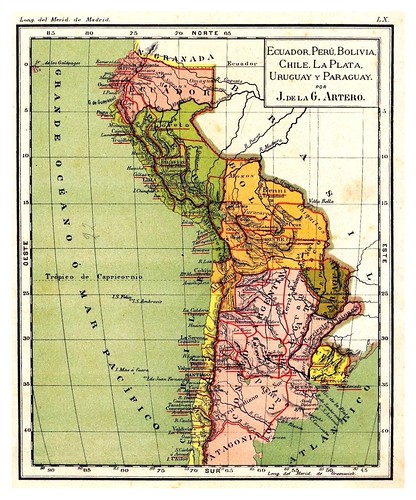 012-Ecuador-Peru-Bolivia-Chile...-Atlas De Geografía- Astronómica, Física, Política Y Descriptiva 1908- Juan G. Artero
