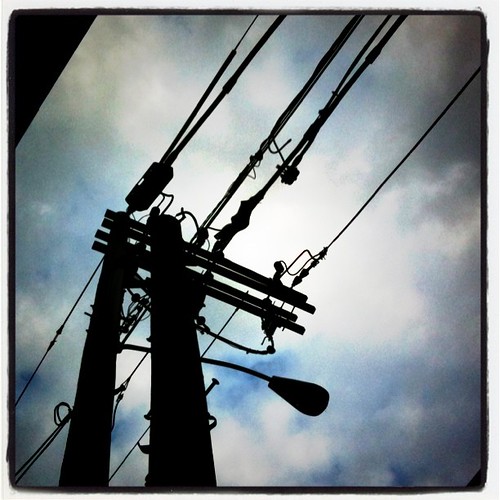 Sky + power lines // Waiting for our movie...