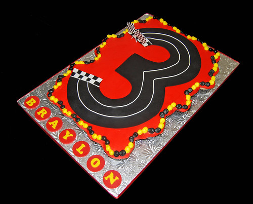 Number shaped race track cupcake cake for a Cars themed birthday party