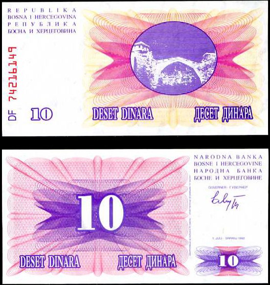 10 Dinárov Bosna Hercegovina 1992, P10