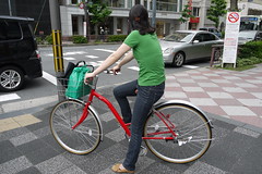 Kyoto woman cycling