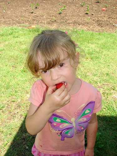 Eating first strawberry