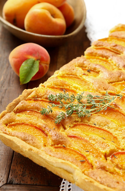 apricot, almond and thyme tart.