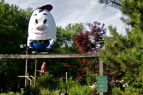 Humpty Dumpty, making sure you heed the sign.