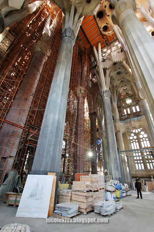 construction inside Sagrada Familia
