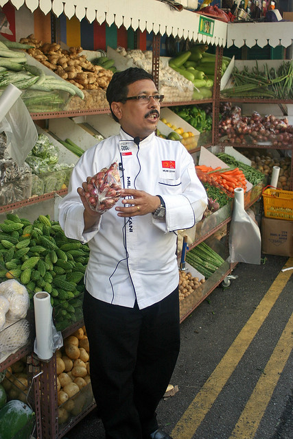Chef Milind Sovani at a vegetable shop in Little India