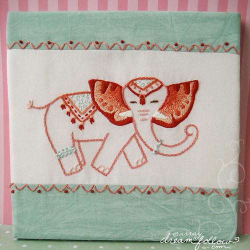 circus elephant embroidery art