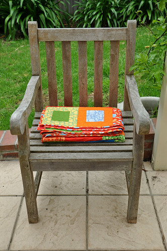 Jacob's quilt - folded up on chair - 1