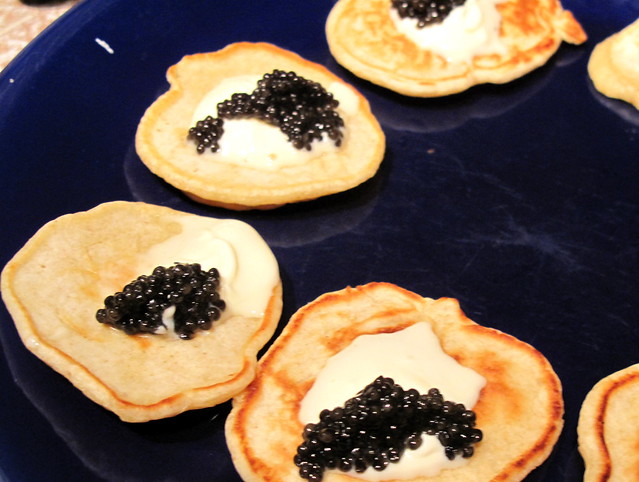 New Year's Eve Blini with Caviar and Creme Fraiche