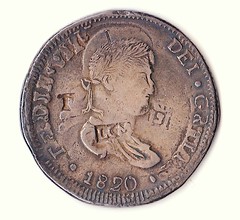 1820 Ferdinand VII overstruck countermarked coin