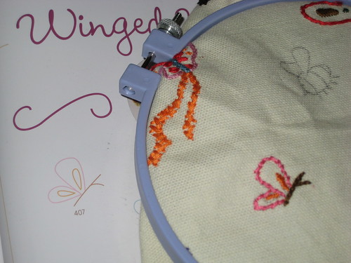 Day 27:  Doodle Stitched Winged Wonders Pink Butterfly