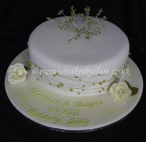 single tier green bead wedding cake Find me on facebook