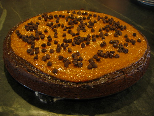 Vegan Chocolate Brownie Torte With Pumpkin Topping