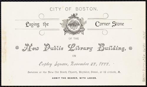 City of Boston. Laying the corner stone of the new public library building, on Copley Square, November 28, 1888 by Boston Public Library
