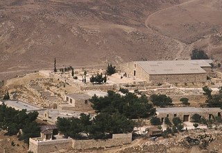Aerial view of the Church of Moses on Mount Nebo , Jordan.
