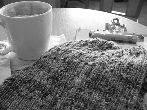 Hot chocolate and knitting
