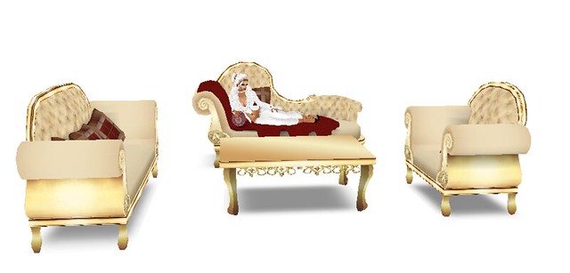 Gold & Red Sofa Set