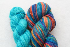 Yarn Pirate Aran BFL-- Rainbow + Aqua Trim