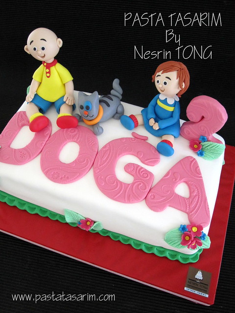 CAILLOU AND ROZI AND GILBERT ... DOGA'S 2ND BIRTHDAY CAKE