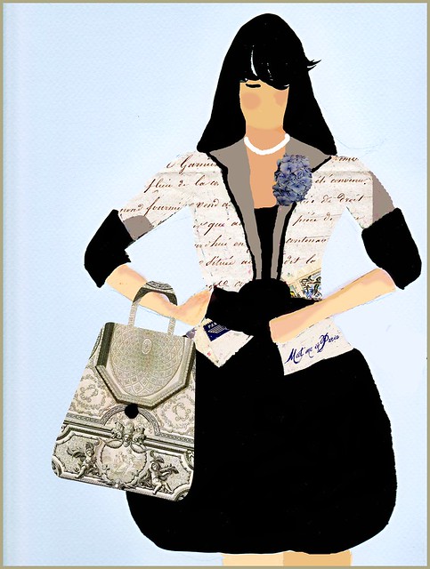 little black dress vintage runway with purse