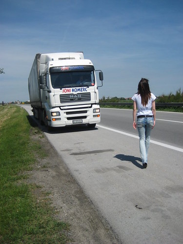 Woman and truck