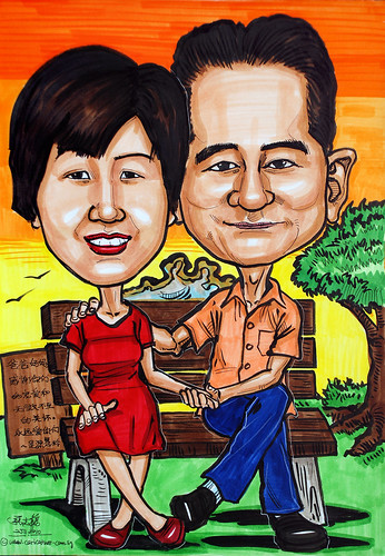 couple caricatures @ sunset park
