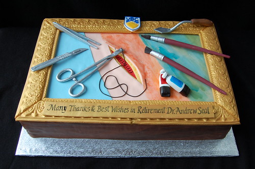 Dr. Seal's Retirement cake - surgeon & painter