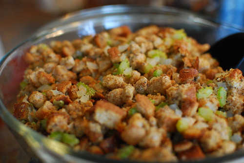 Onion-Celery Stuffing /> The stuffing that joins potatoes on my Thanksgiving plate is often a simple one, prepared with an herb blend with sautéed celery and onion.<div class=