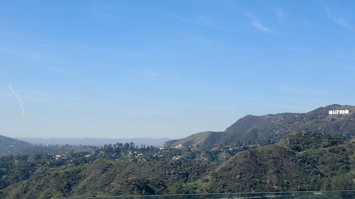 Rocket trail and Hollywood sign