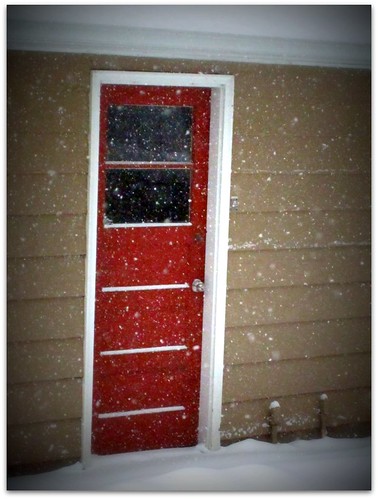 Red Door in the Snow