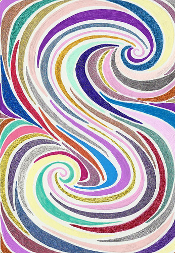Swirling, Gel ink on card A6 - Copyright R.Weal 2011