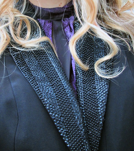 sequins and beaded lapel suit jacket